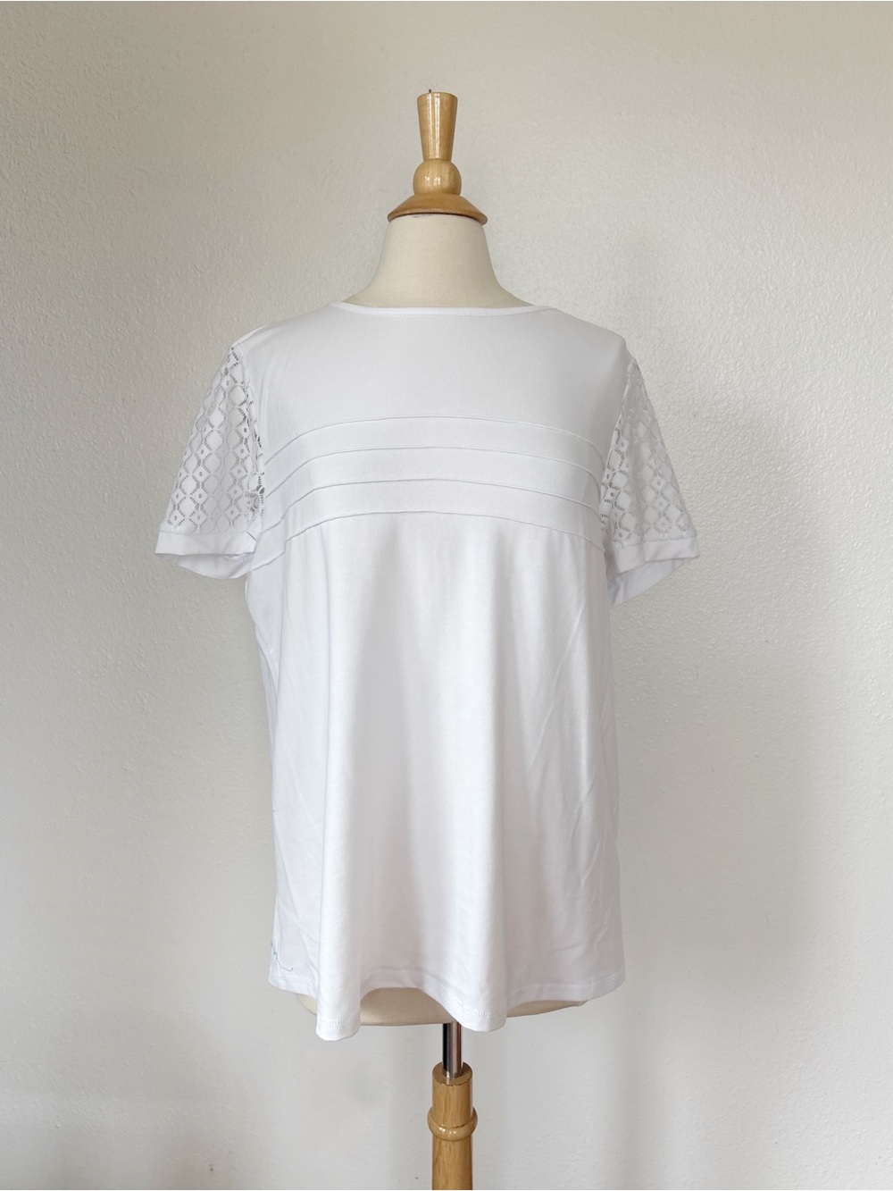 Solid White Sheer Crochet Sleeve Top